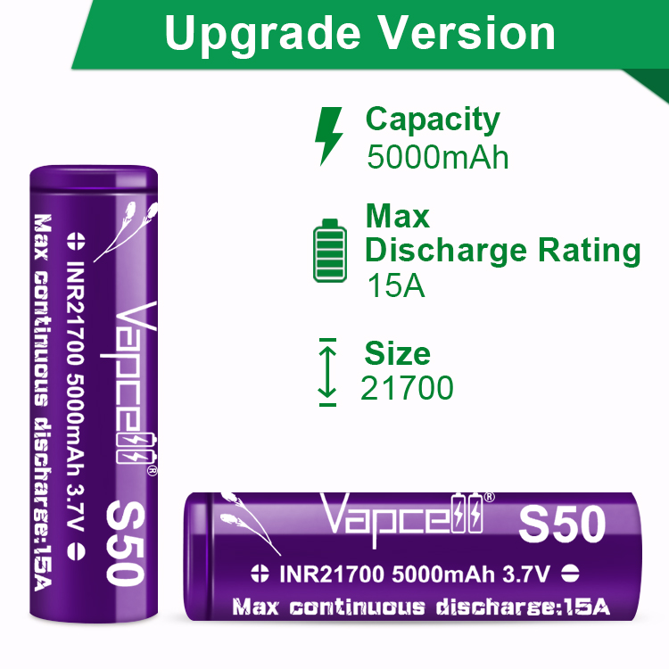 Vape Battery 18650 - Original Vapcell S50 INR 21700 Battery